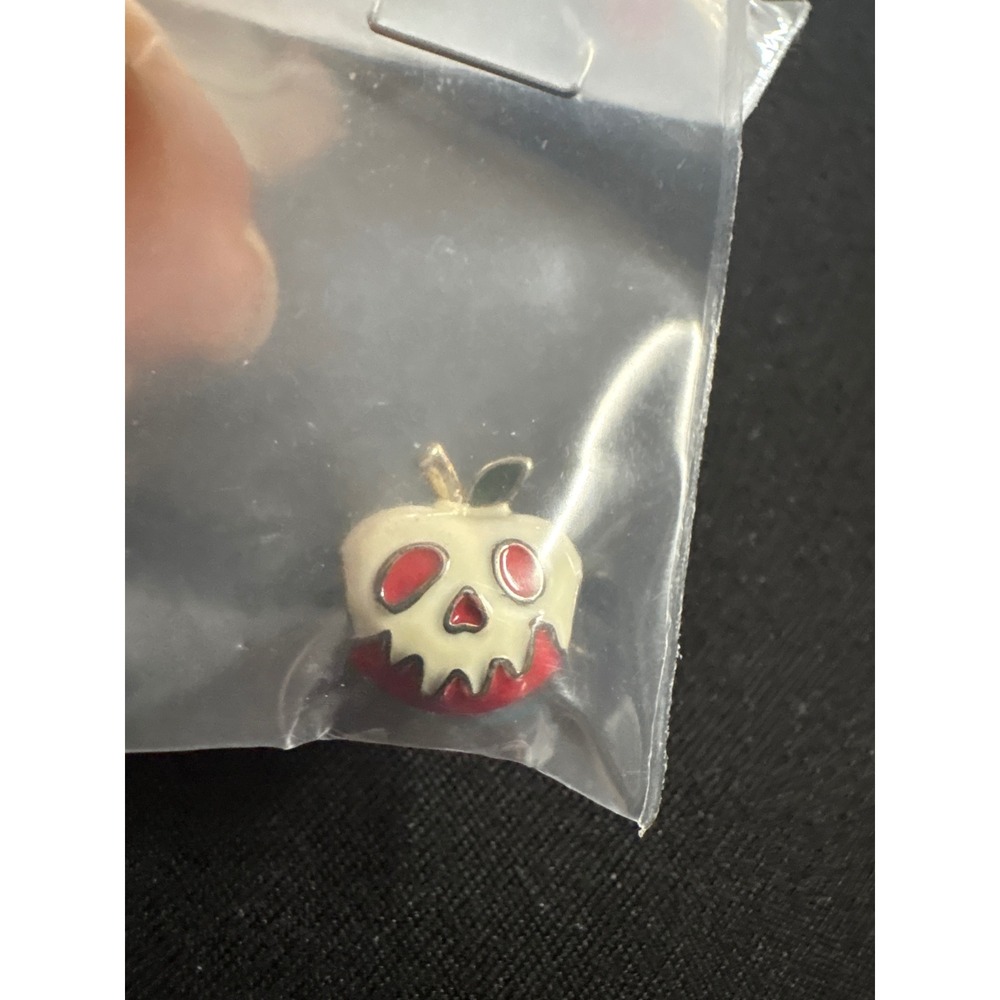Poison Apple Enamel Charm Red White Gold Tone Pendant